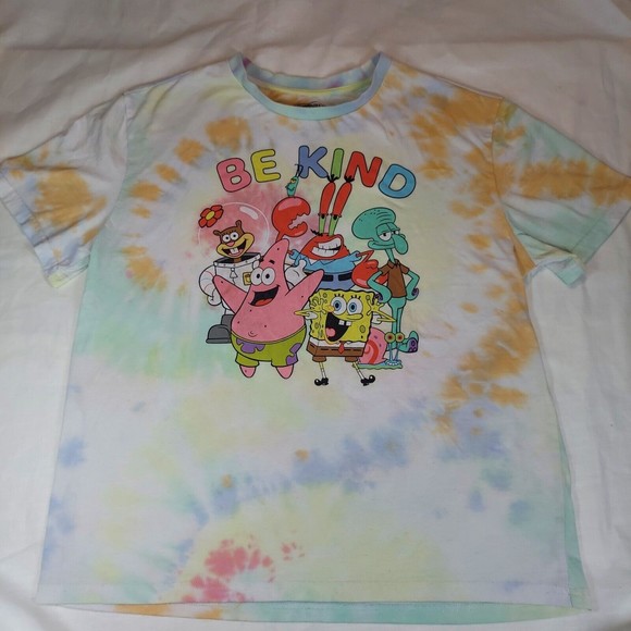 Spongebob Squarepants  And Friends Youth Sz L Large Be Kind Tie Dye T Shirt - Picture 2 of 16